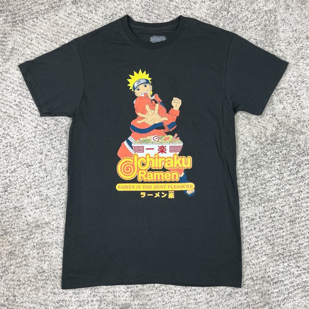 Naruto Ramen Shirt Men Small Shippuden Collection Ichiraku Black Anime Manga EUC